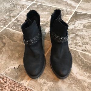 Distressed leather black booties